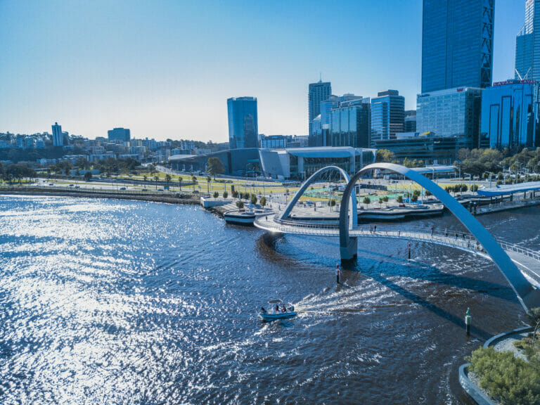 Elizabeth Quay Bridge is a suspension pedestrian bridge crossing over the Swan River in Perth, Western Australia.